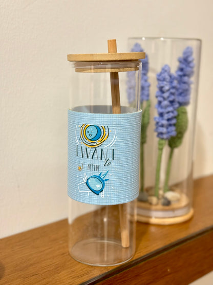 Wooden Straw Glass Cup