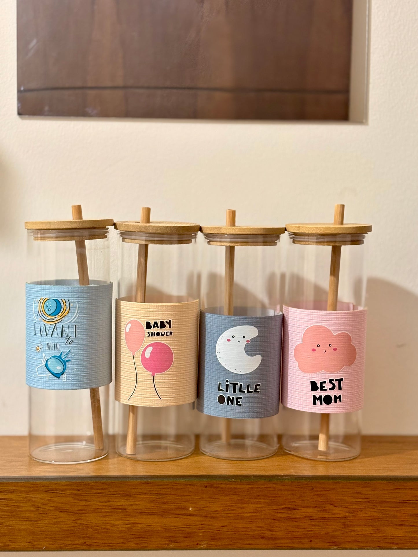 Wooden Straw Glass Cup