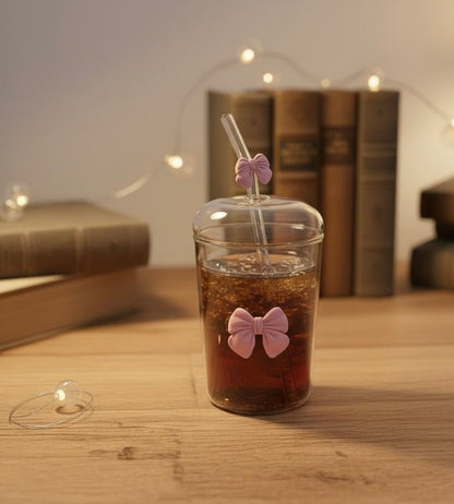 Glass Tumbler with Straws