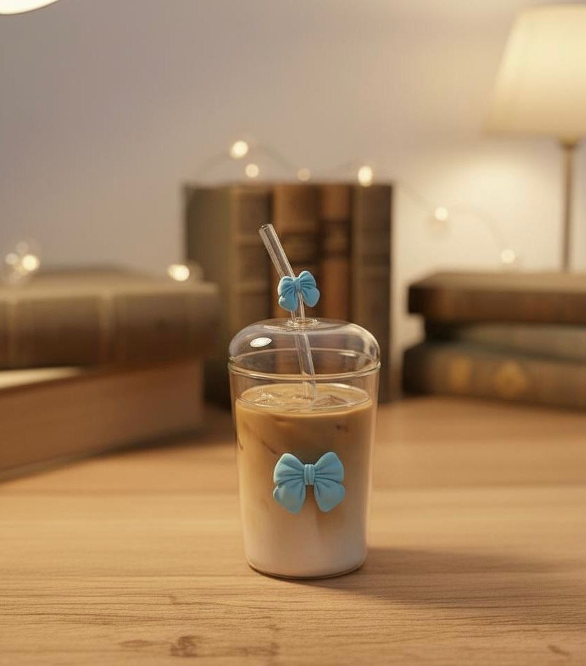 Glass Tumbler with Straws