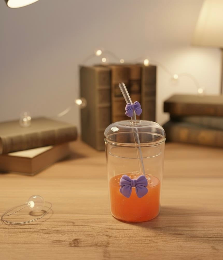 Glass Tumbler with Straws