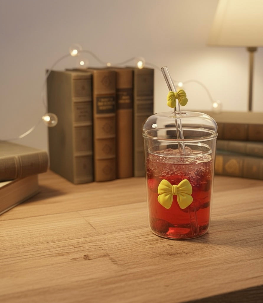 Glass Tumbler with Straws